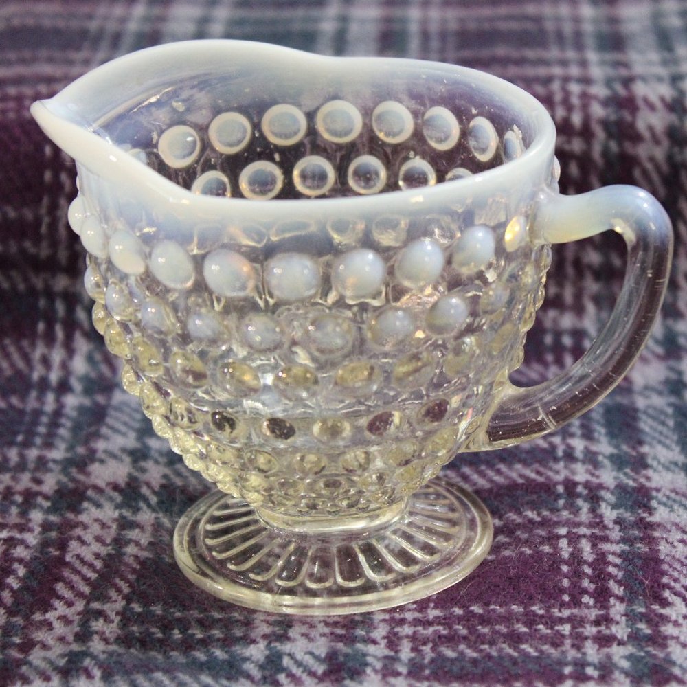 Opalescent Glass Hobnail Creamer